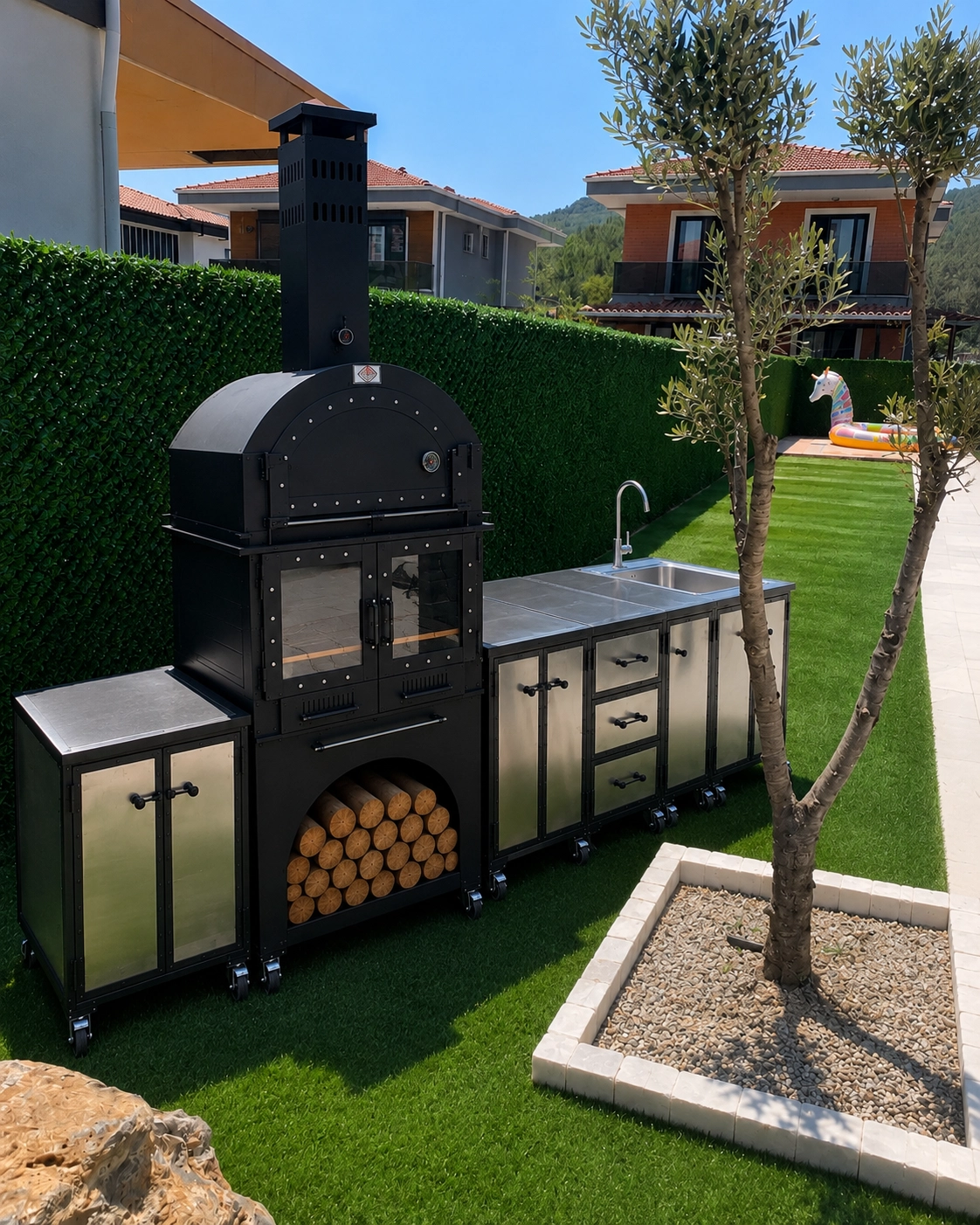 Eagle XXL Tezgahlı Ve Fırınlı Bahçe Barbekü Seti